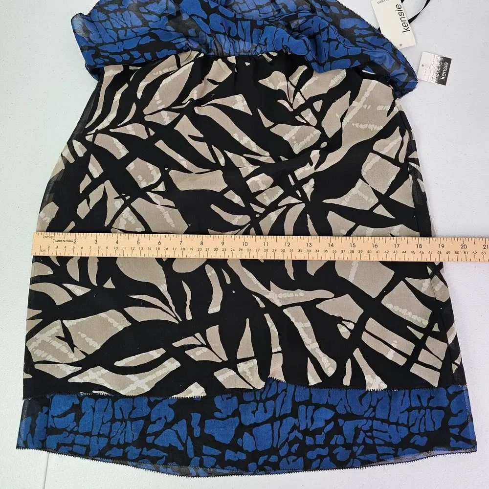 Kensie Women's XS Blue Multicolor Halterneck Sleeveless Backless Blouse NWT - Picture 4 of 15
